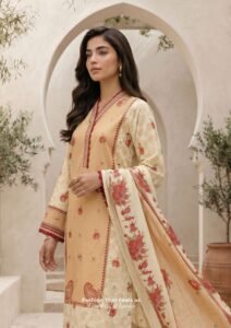 Peach Floral Digital Printed Lawn 3 Piece Unstitched Suit