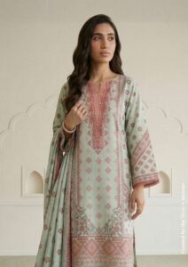 Mint Green Digital Printed Textured Lawn 3 Piece Suit with Printed Dupatta