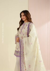 Soft Yellow Floral Digital Printed Lawn 3 Piece Unstitched Suit