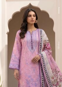 Blush Pink Floral Digital Printed Slub Lawn 3 Piece Suit